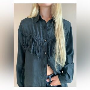 Vintage 100% Silk Fringe Western Shirt
